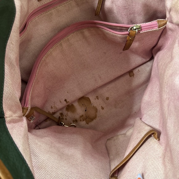 Vintage Dooney And Bourke Large Green Pebbled Leather Shoulder Bag Purse - Picture 7 of 12